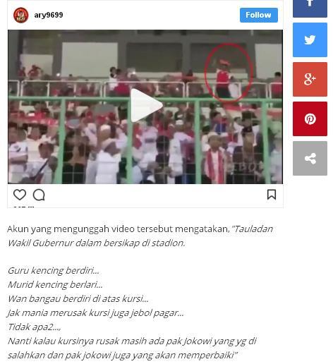 Video Sandiaga Uno Injak-injak Kursi di Stadion GBK Beredar, Netizen: Jadilah Contoh 