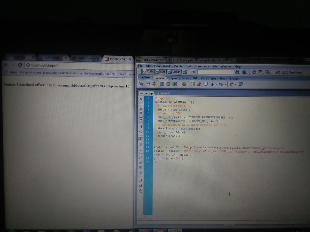 Penggunaan curl untuk mengambil data dari website orang lain