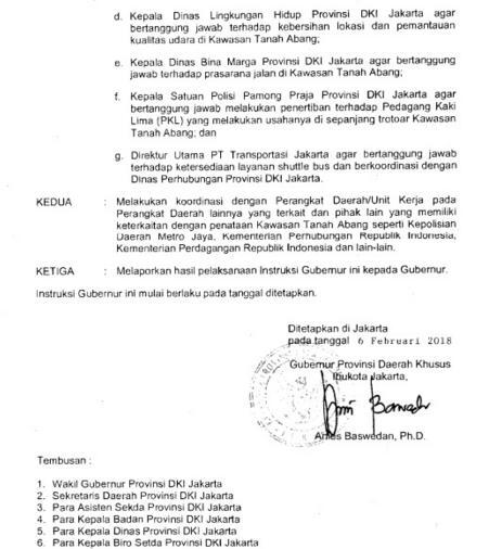 Ini Ingub penataan kawasan Tanah Abang, tak ada instruksi penutupan Jl Jatibaru