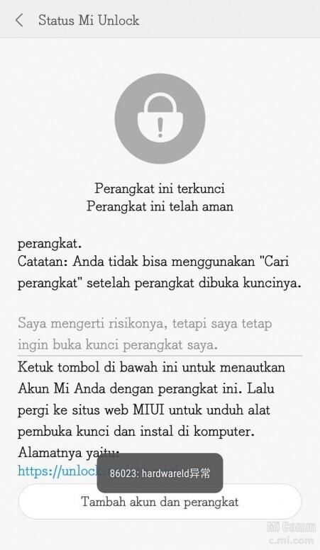 Tentang Masalah Error 86023 hardware Id 异常 Saat Unlock BL
