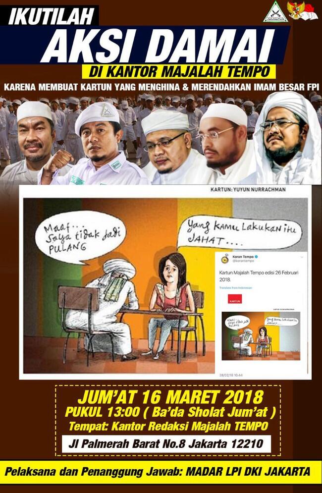 FPI Demo Tempo karena 'Kartun Pria Bersorban Tak Jadi Pulang'
