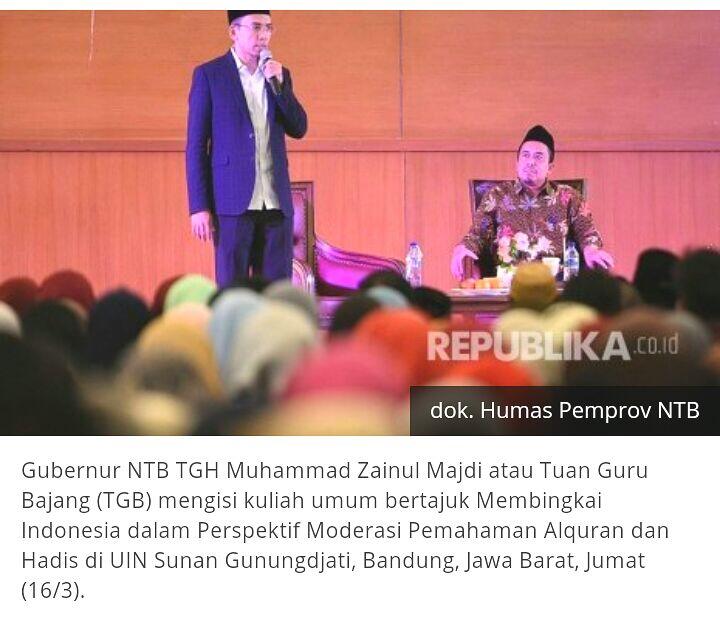 Di UIN Bandung, TGB Paparkan Moderasi Islam