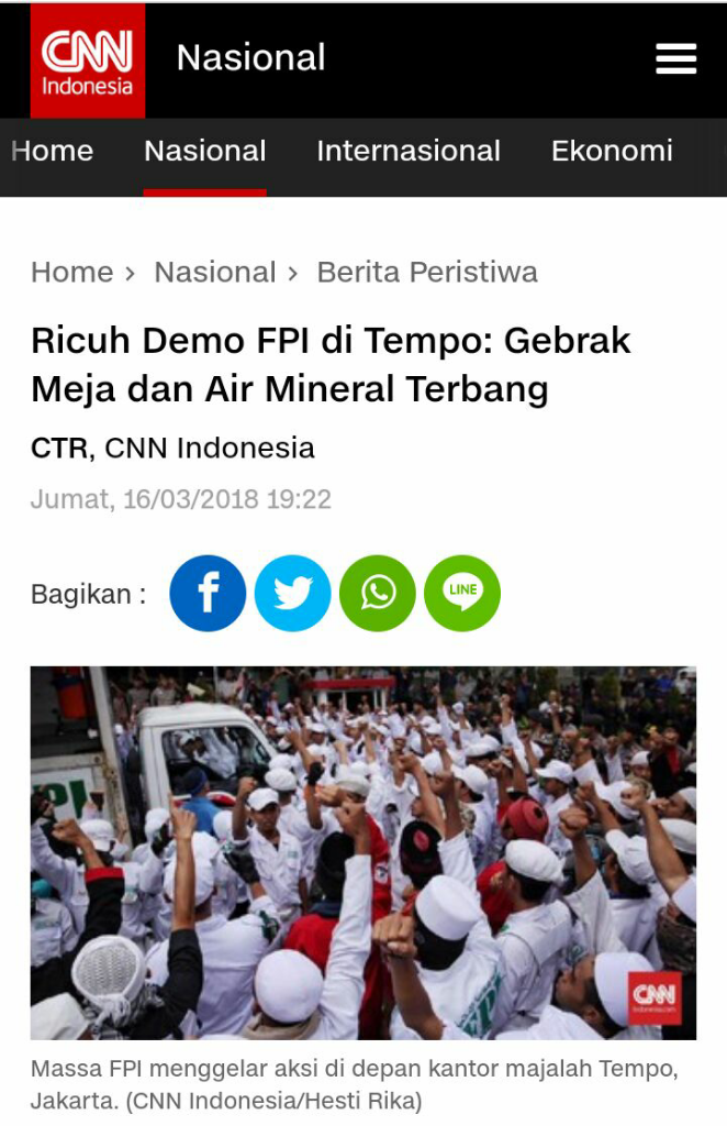 AJI sebut aksi FPI di kantor Tempo bentuk intimidasi kebebasan pers