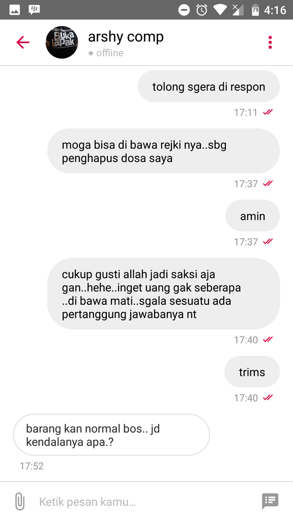 Surat Terbuka Arshy Comp/Arshy Shop/Arsy pelapak di BUKALAPAK dari PALU