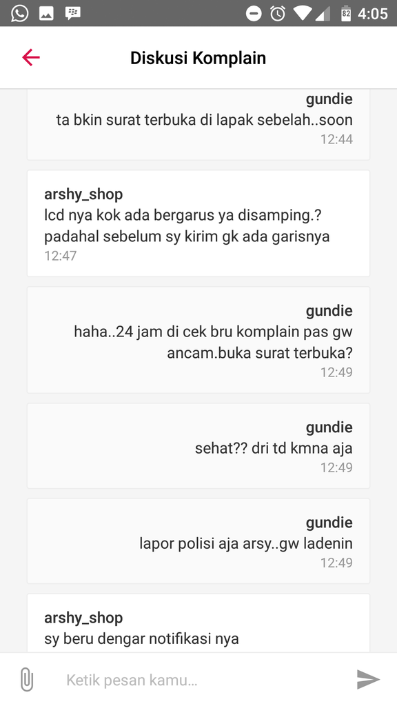 Surat Terbuka Arshy Comp/Arshy Shop/Arsy pelapak di BUKALAPAK dari PALU