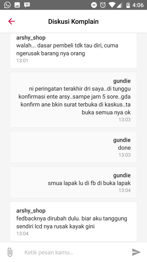 Surat Terbuka Arshy Comp/Arshy Shop/Arsy pelapak di BUKALAPAK dari PALU