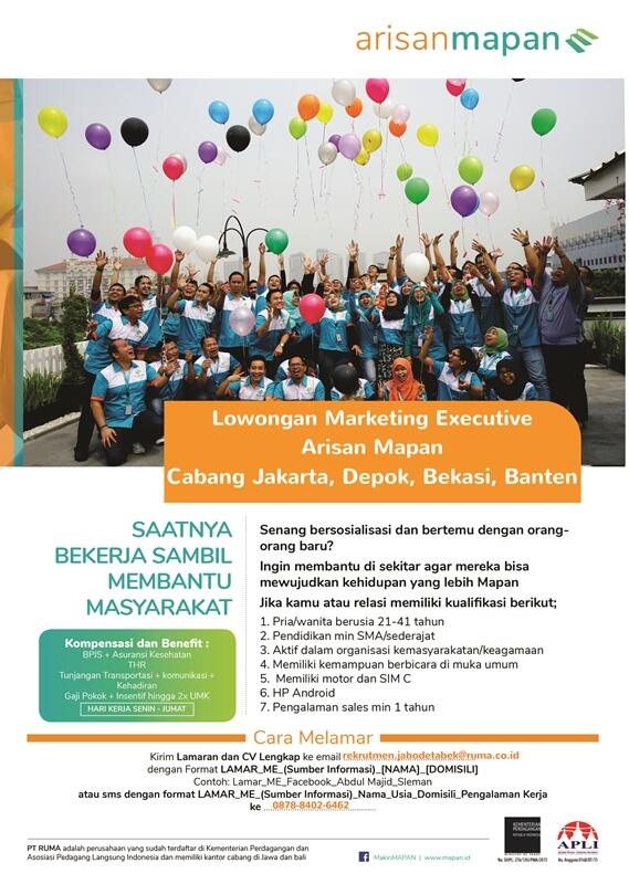 Lowongan Marketing Executive Arisan Mapan