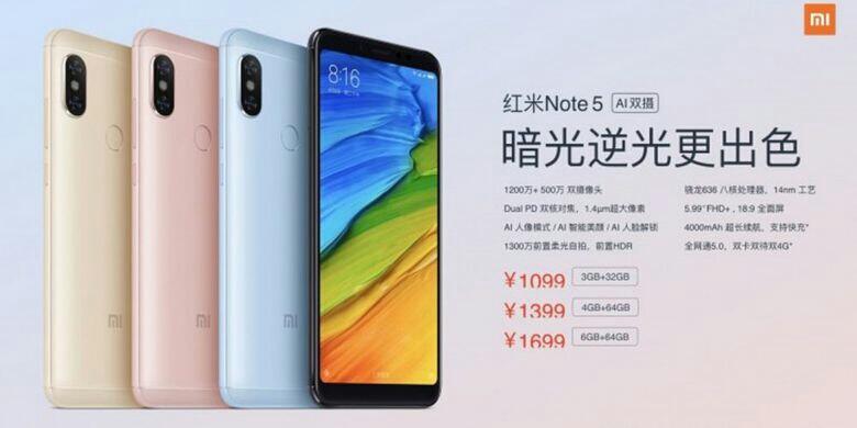 Xiaomi Luncurkan Redmi Note 5 AI Dual Camera