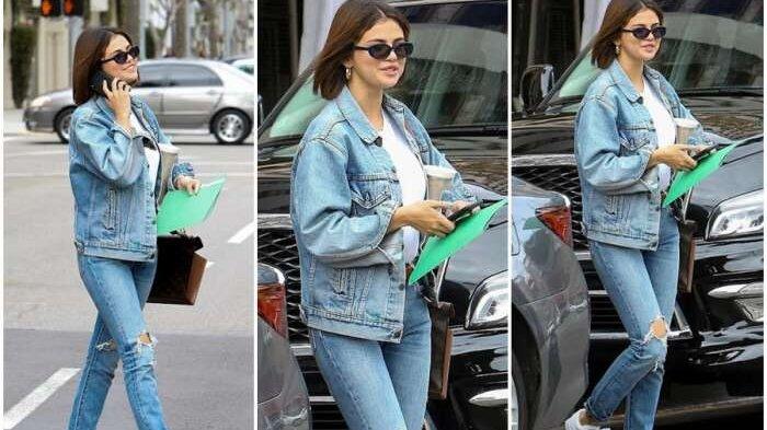 Santai dan Tetap Stylish, Begini Penampilan Selena Gomez Kenakan Jaket Jeans