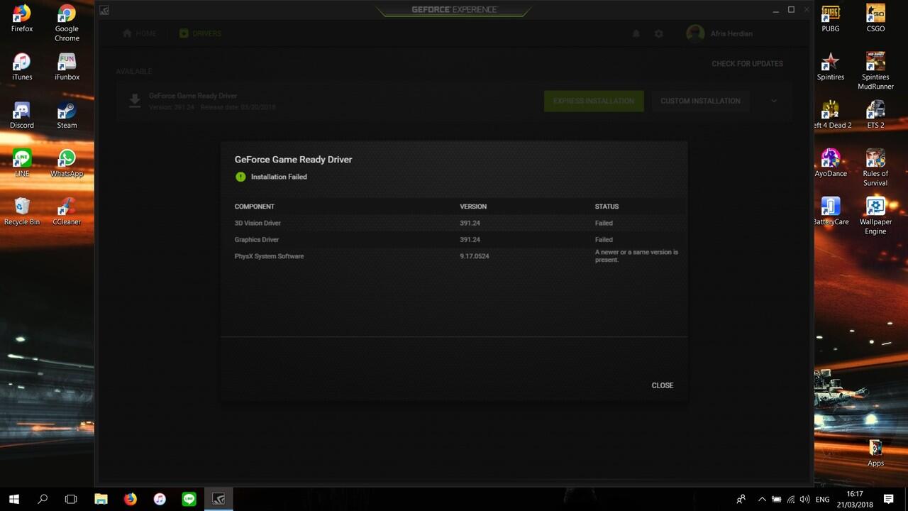 Gagal Update Driver Nvidia