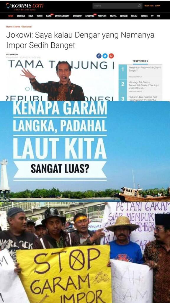 PP tentang impor garam dianggap bertentangan dengan Undang-undang Nomor 7 Tahun 2016.
