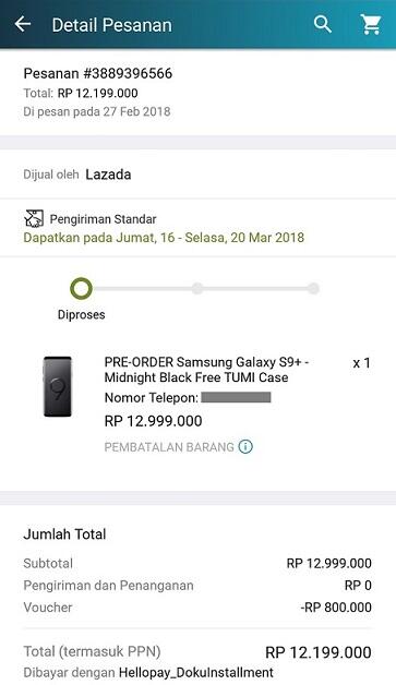 KECEWA preorder SAMSUNG Galaxy S9+ Free TUMI Case di LAZADA