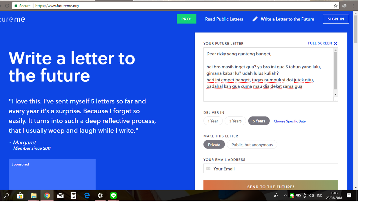 Membuat surat untuk diri sendiri di masa depan? kenapa nggak