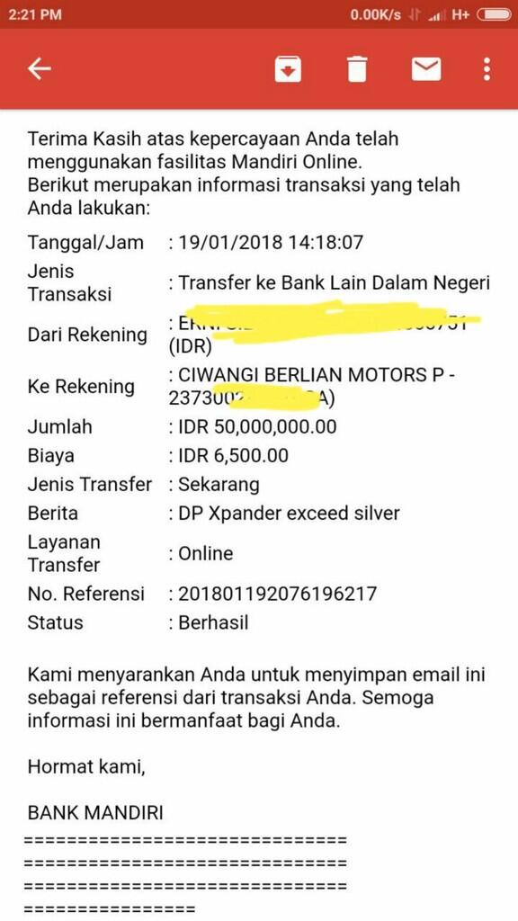 Sangat kecewa Pelayanan PT Ciwangi Berlian Motor Pondok Indah