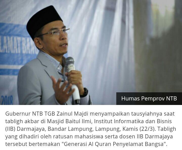 Pesan TGB untuk Mahasiswa Lampung
