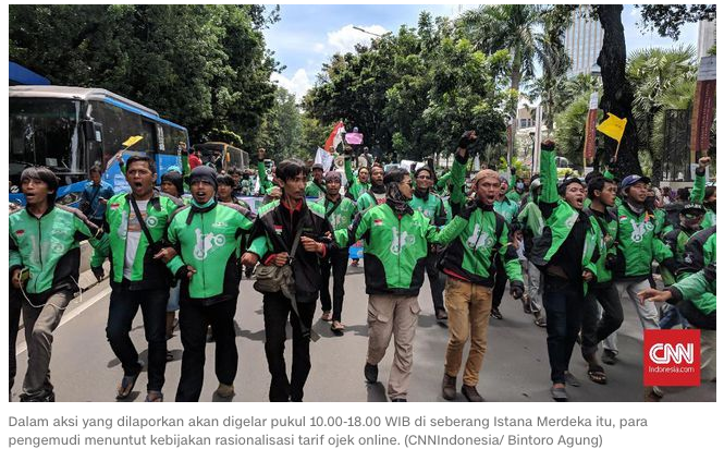 Ribuan Pengemudi Ojek Online Demo Istana Jokowi Hari Ini