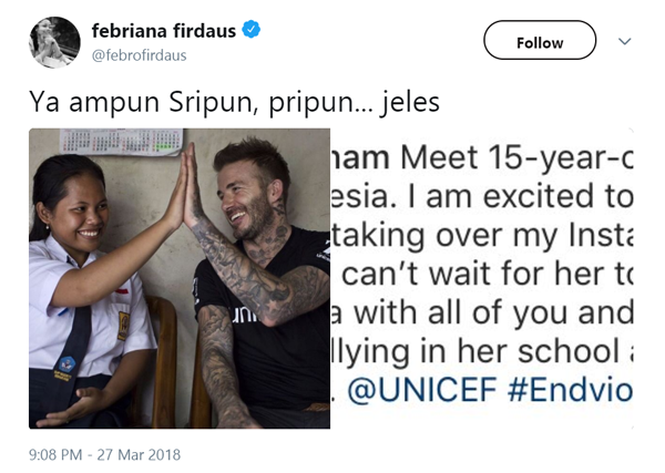 Sripun Si Pembajak Instagram Beckham yang Bikin Iri Netizen