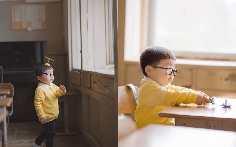 Ibunya Bisa Aja! Anak Ini Dipotret dan Didandani Mirip sama Nobita, Kawaii Sekali!