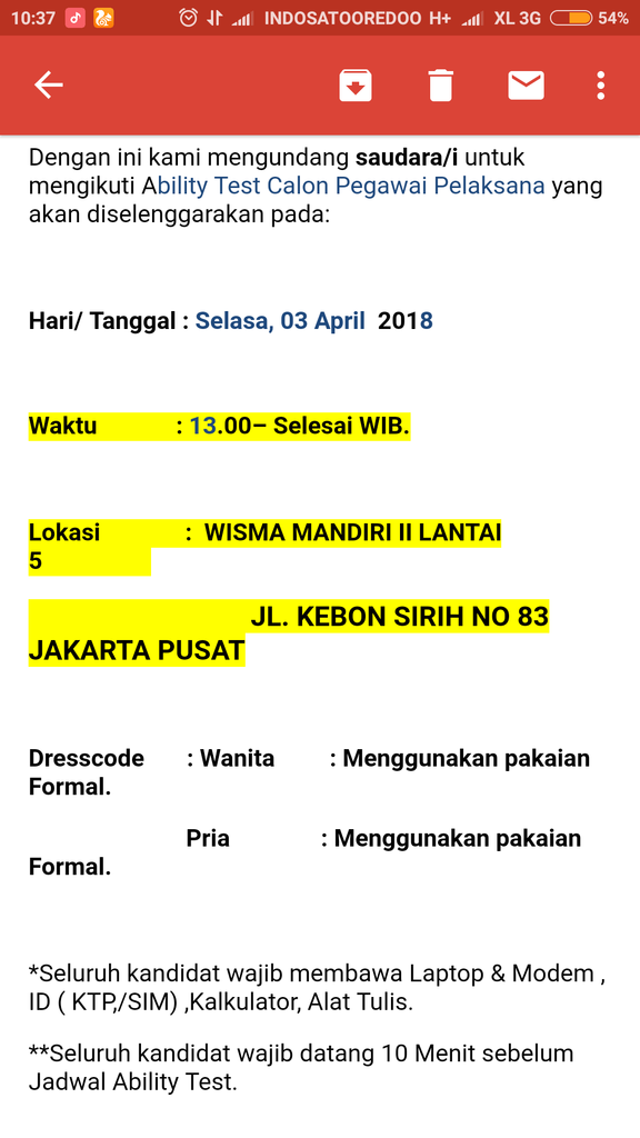 Ability Test Pt Bank Mandiri Persero Tbk Region Iv