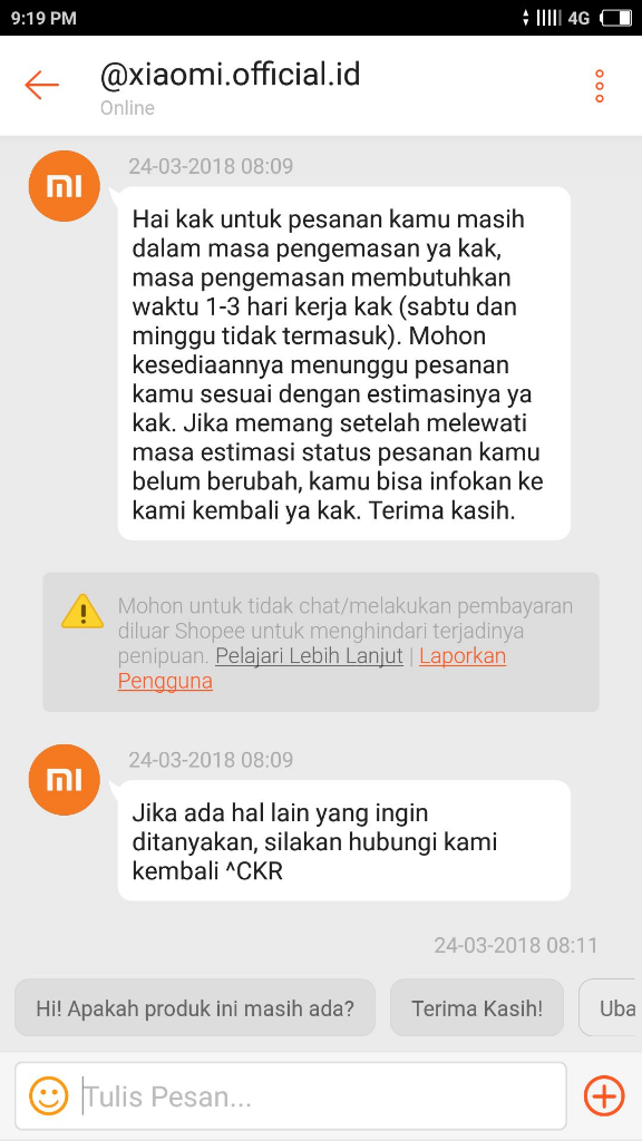 XIAOMI OFFICIAL SHOP (SHOPEE) MENGECEWAKAN SEKALI