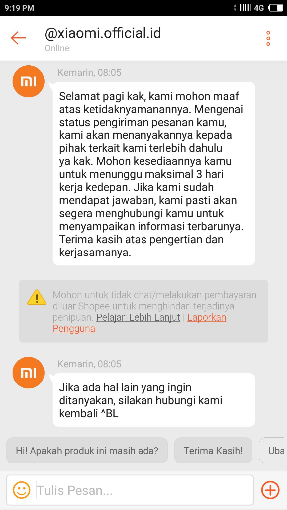 XIAOMI OFFICIAL SHOP (SHOPEE) MENGECEWAKAN SEKALI