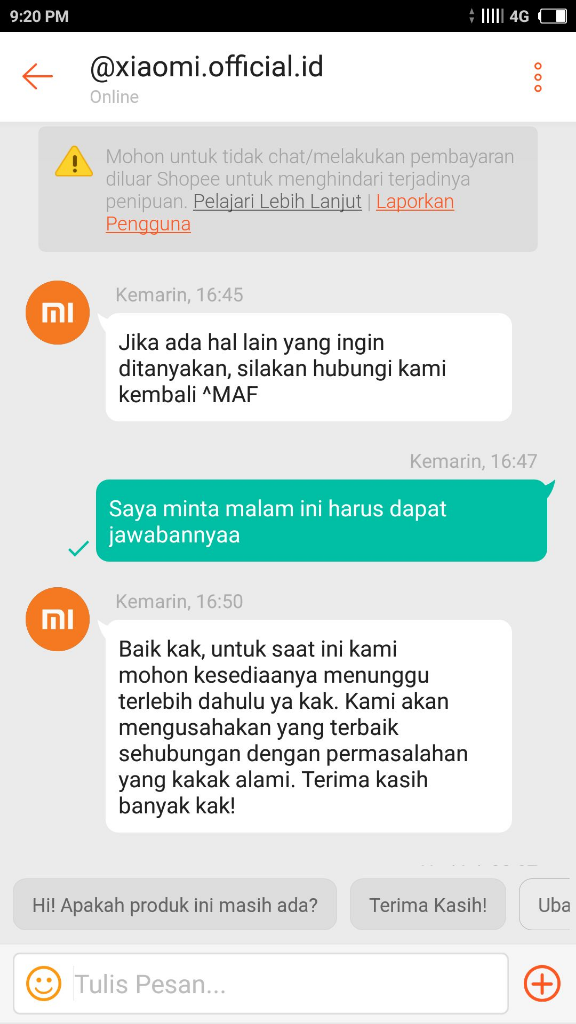 XIAOMI OFFICIAL SHOP (SHOPEE) MENGECEWAKAN SEKALI