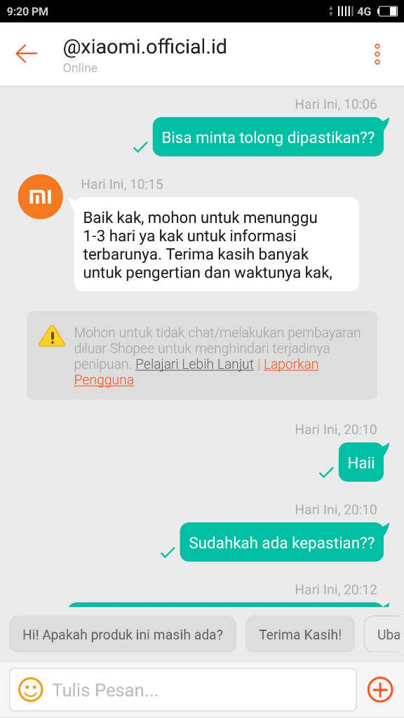 XIAOMI OFFICIAL SHOP (SHOPEE) MENGECEWAKAN SEKALI