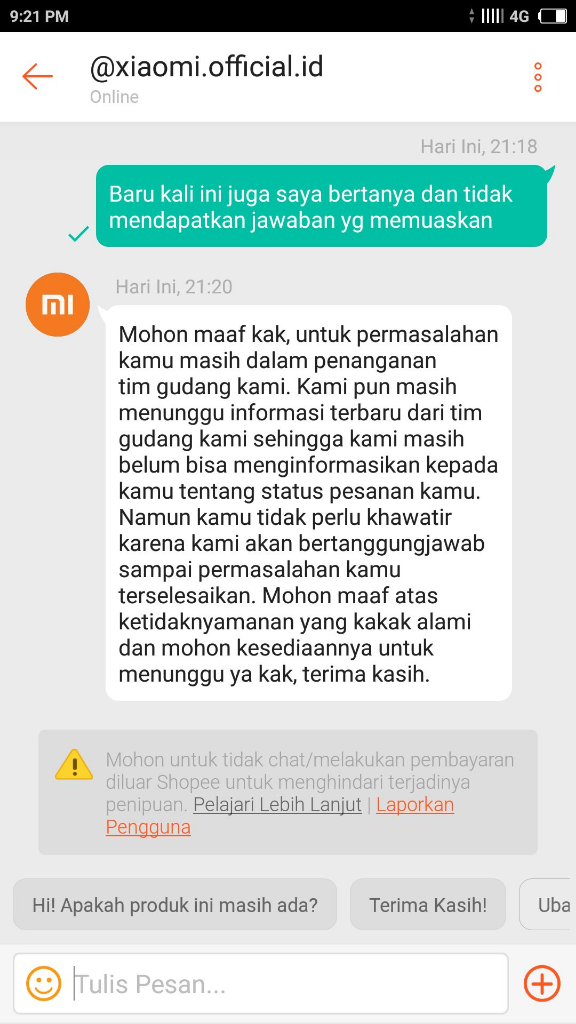 XIAOMI OFFICIAL SHOP (SHOPEE) MENGECEWAKAN SEKALI