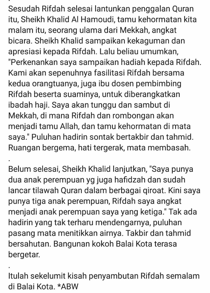 Rifdah Farnidah Asal Sumedang Yg Juara 2 Musabaqah Hifzhil Quran Internasional