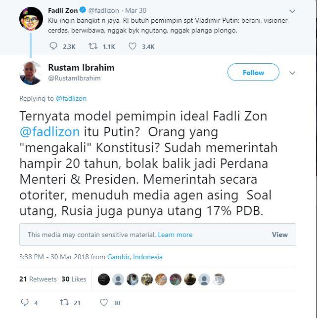 Jurnalis Geotimes Skakmat Fadli: Kalo Indonesia Dipimpin Putin, Kepala Situ Uda Ilang