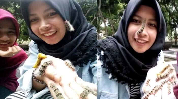 Nyleneh, Gadis Cantik dari Kediri Ini Punya Hobi Bermain dengan Ulat Bulu