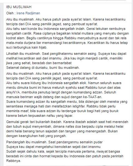Ibu Muslimah Vs Ibu Indonesia