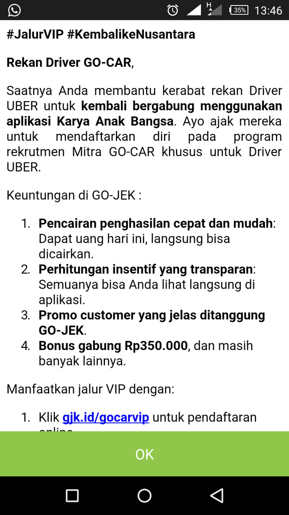 Gabung Gocar jalur VIP