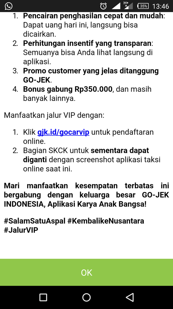 Gabung Gocar jalur VIP