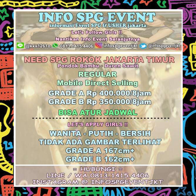 LOKER SPG REGULAR DAN EVENT PONDOK BAMBU JAKARTA TIMUR