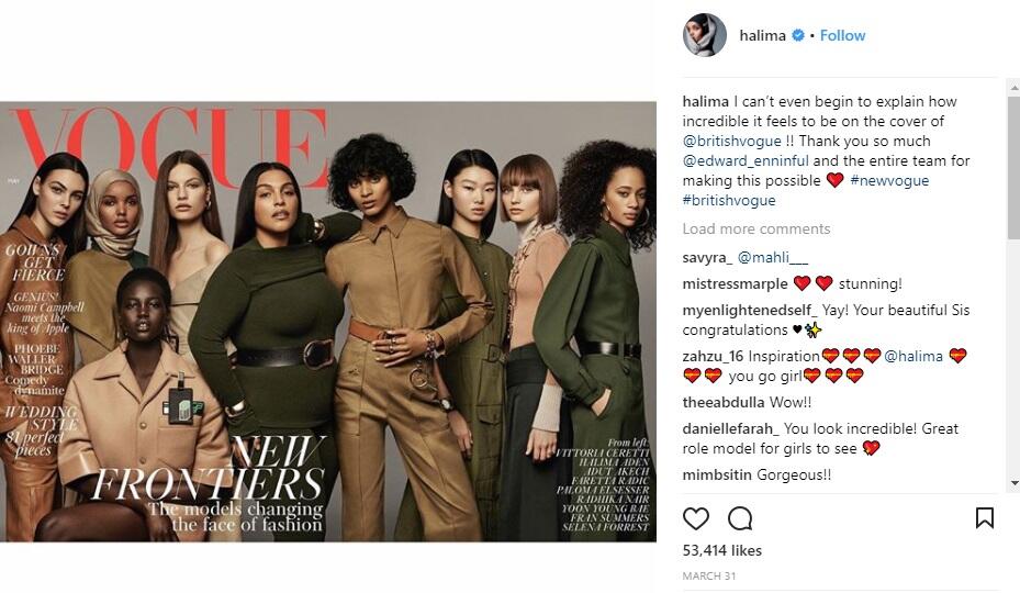 Cetak Sejarah, Sampul Majalah Vogue Inggris Tampilkan Model Berhijab Pertama Kali