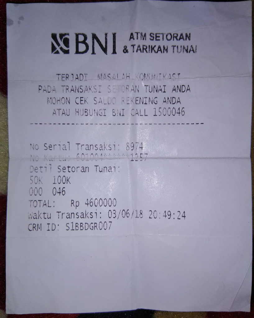 Setor Tunai BNI Dana Tidak Masuk Ke Rekening