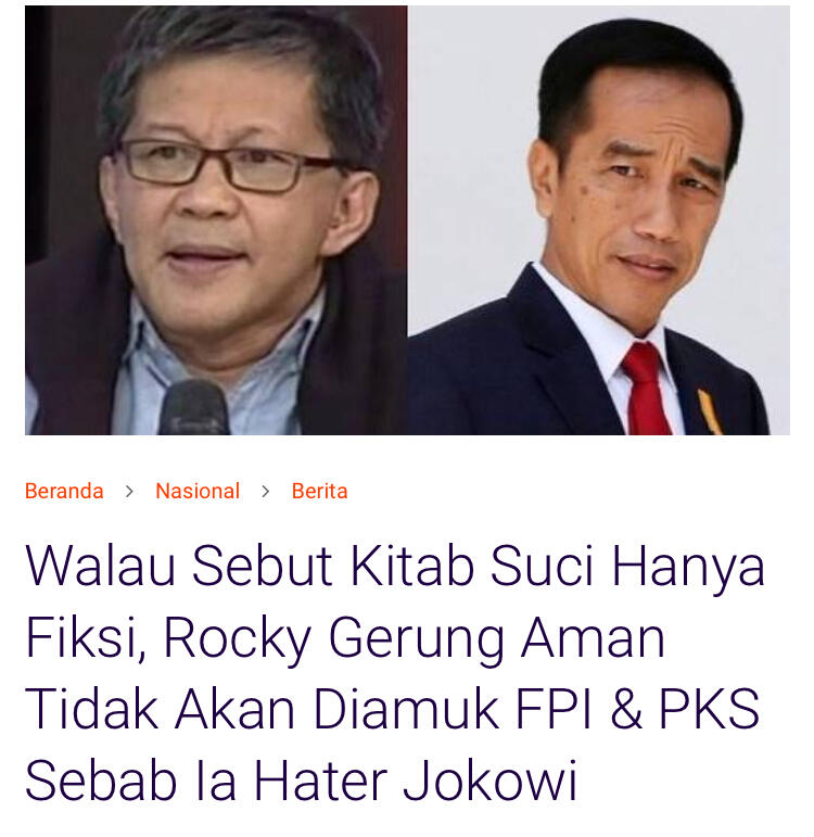 Sebut Kitab Suci Fiksi, Rocky Gerung Menistakan Agama, Laskar Mana??