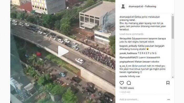 Viral Video Puluhan Pengendara Motor Terjebak di Tengah Jalan Layang karena Polisi