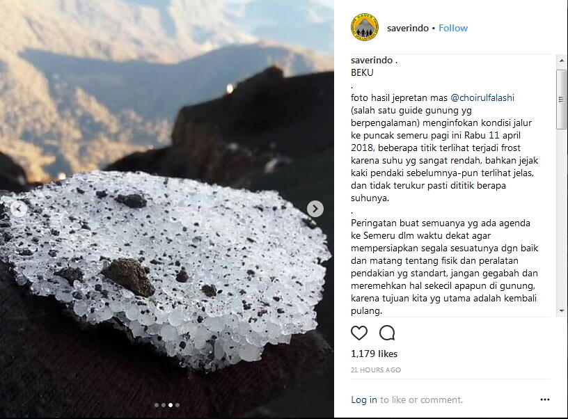 Viral Es di Puncak Gunung Semeru, Pendaki Diminta Perkuat Fisik