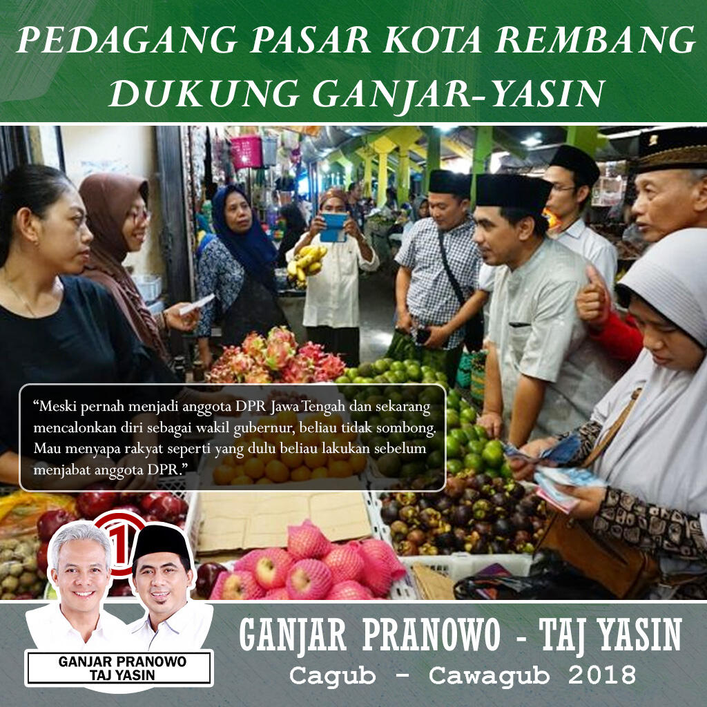 Pedagang Pasar Kota Rembang Dukung Ganjar Yasin