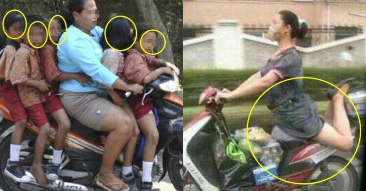 Cuma di Indonesia! 10 Gaya nyentrik emak-emak naik motor yang bikin miris dan ketawa