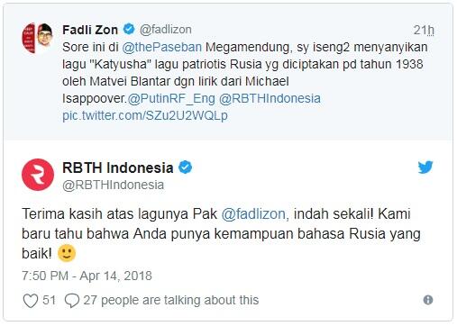 Nyanyikan Lagu Patriotis Rusia, Fadli Zon Banjir Hujatan hingga Media Rusia