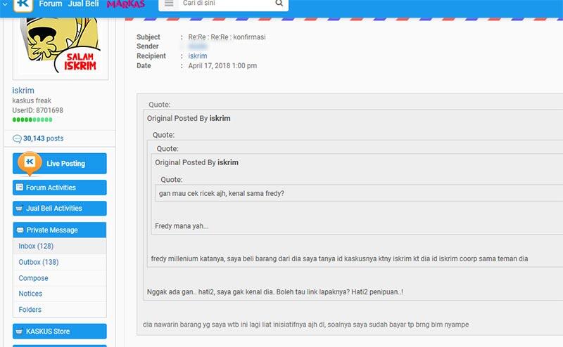 Di Mohon Penjual yang 'MENCATUT ID/nama' ISKRIM Tidak MENGULANGINYA LAGI!