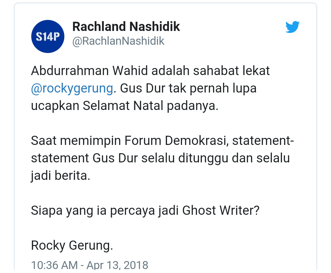 Rocky Gerung Disebut Ghost Writer-nya Gus Dur, Putrinya Beri Pengakuan Mengejutkan!