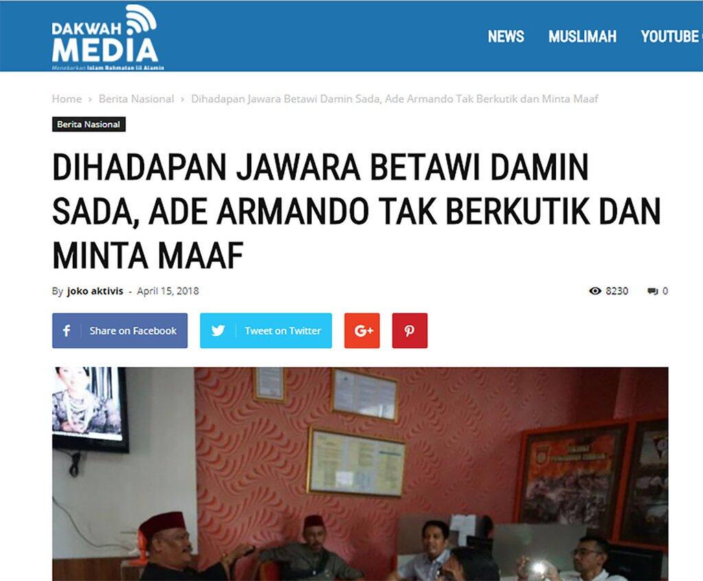 Siapa yang Benar: Ade Armando atau Dakwahmedia.com?