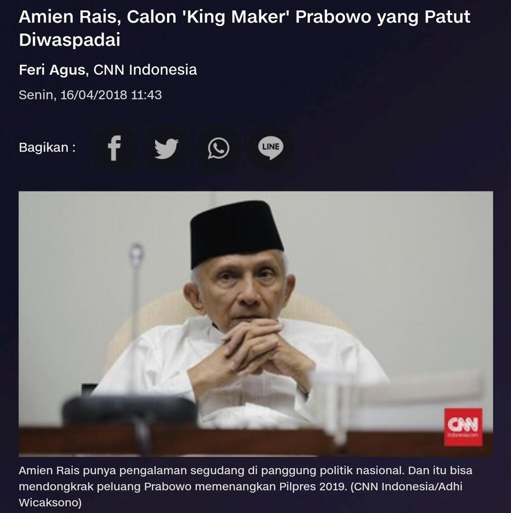 Amien Rais : PAN Bunuh Diri Jika Dukung Jokowi di Pilpres 2019