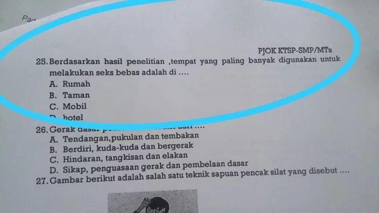Geger! Beredar Soal Berbau Seks Bebas di US SMP