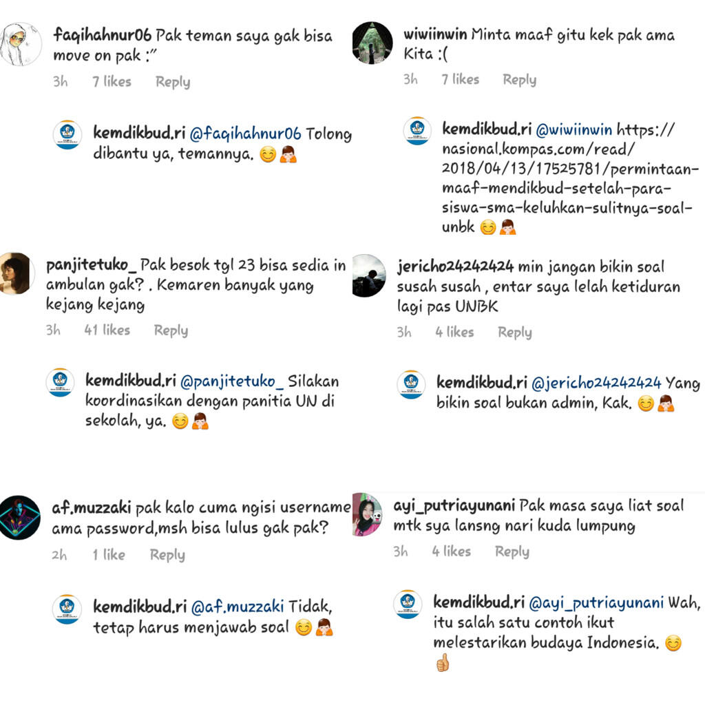 Pasca UNBK Komentar Bijak Admin Instagram Kemdikbud RI Tuai Pujian