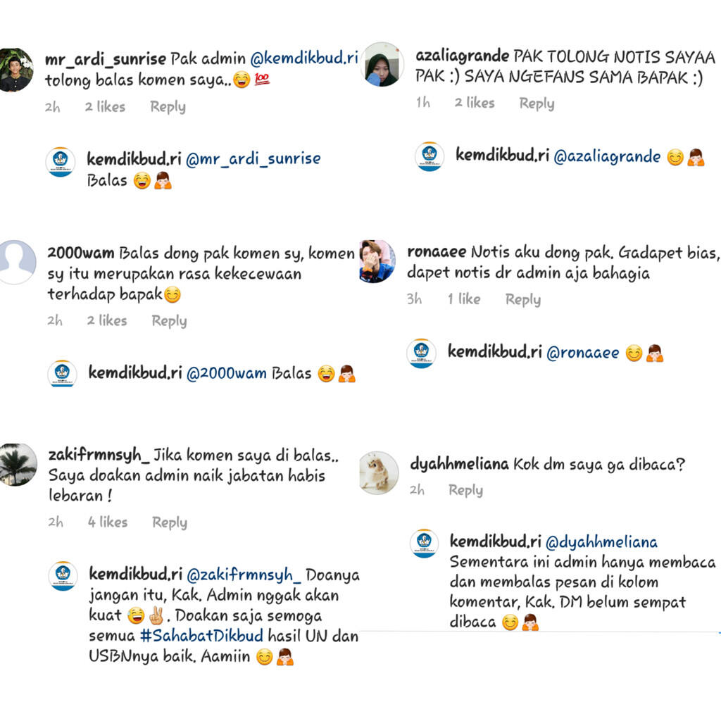 Pasca UNBK, komentar bijak admin Instagram Kemdikbud RI tuai pujian